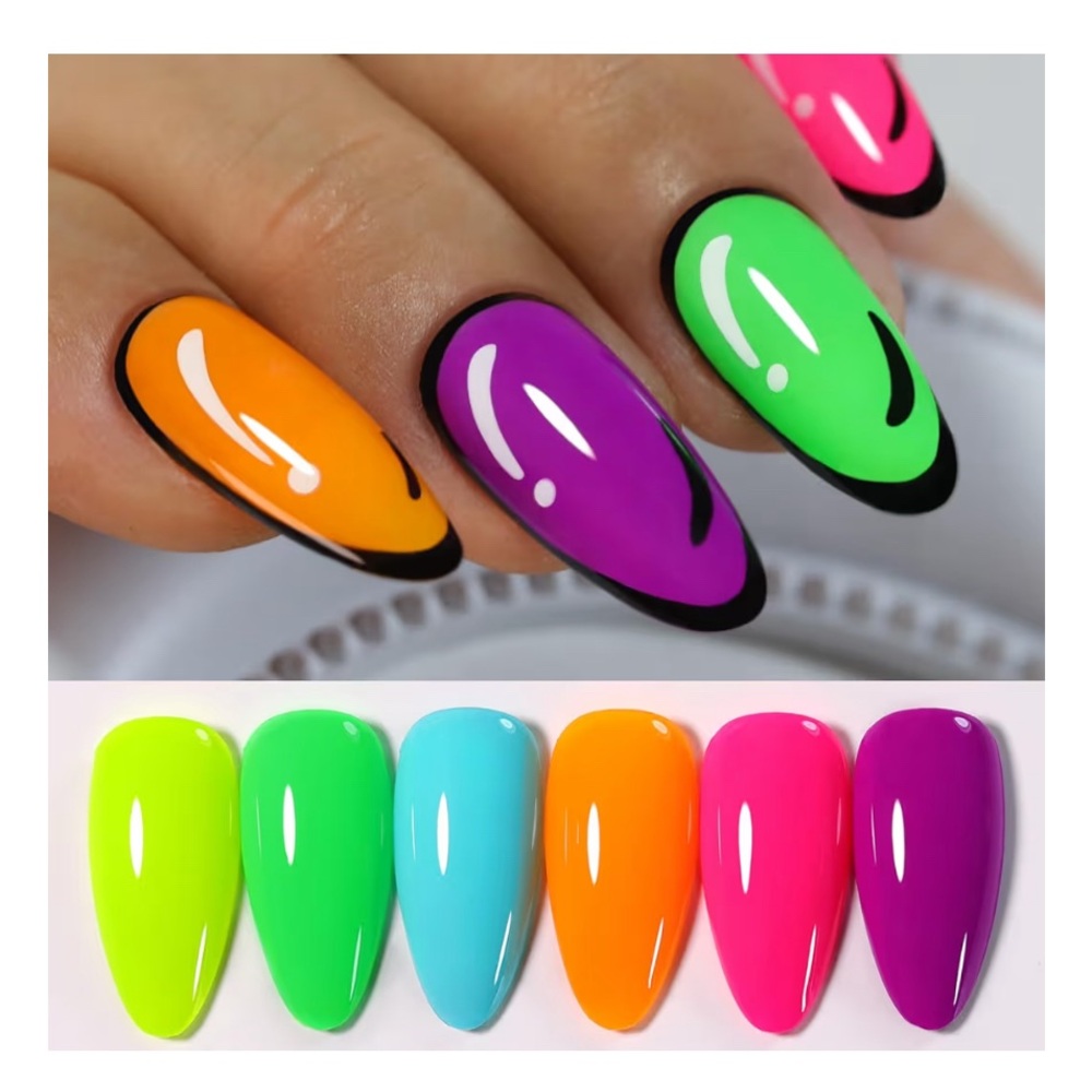 Neon Gel Nail Polish Set — Bright Multi-Color Collection C6